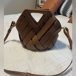 Elegant Brown Woven Handbag